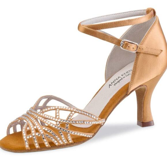 Anna Kern Professional Latin Dance Shoes - Nude Satin Size 6 US/ UK 3.5 - Picture 14 of 15